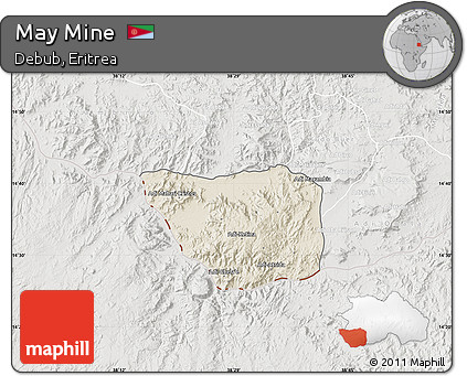 Shaded Relief Map of May Mine, lighten, semi-desaturated
