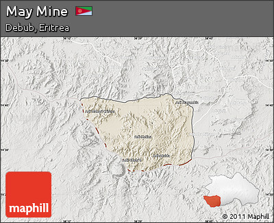 Shaded Relief Map of May Mine, lighten, semi-desaturated