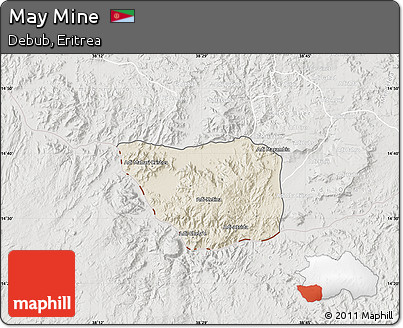 Shaded Relief Map of May Mine, lighten, semi-desaturated