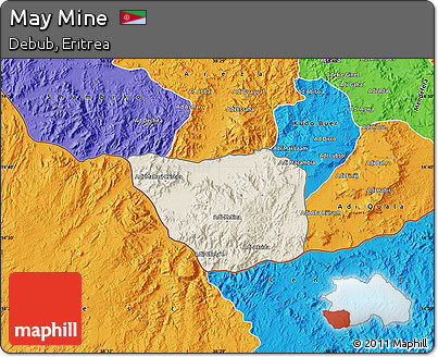 Shaded Relief Map of May Mine, political outside