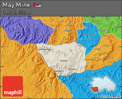 Shaded Relief Map of May Mine, political outside