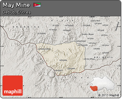 Shaded Relief Map of May Mine, semi-desaturated