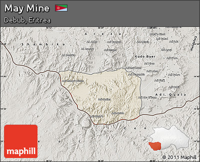 Shaded Relief Map of May Mine, semi-desaturated