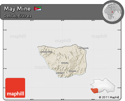 Shaded Relief Map of May Mine, single color outside