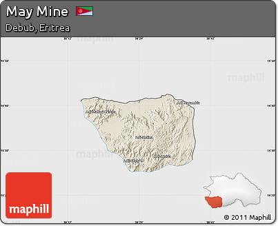 Shaded Relief Map of May Mine, single color outside