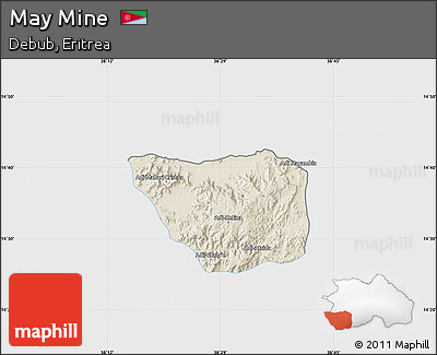 Shaded Relief Map of May Mine, single color outside