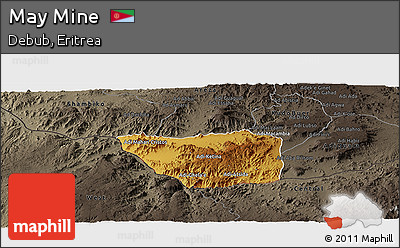 Physical Panoramic Map of May Mine, darken, semi-desaturated