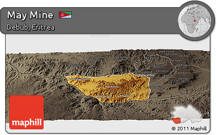 Physical Panoramic Map of May Mine, darken, semi-desaturated