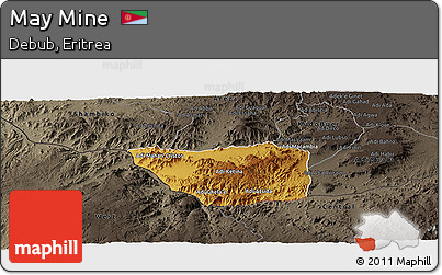 Physical Panoramic Map of May Mine, darken, semi-desaturated