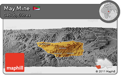 Physical Panoramic Map of May Mine, desaturated