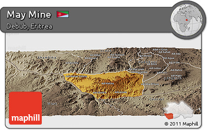 Physical Panoramic Map of May Mine, semi-desaturated