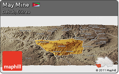 Physical Panoramic Map of May Mine, semi-desaturated