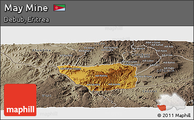 Physical Panoramic Map of May Mine, semi-desaturated