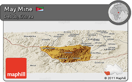 Physical Panoramic Map of May Mine, shaded relief outside