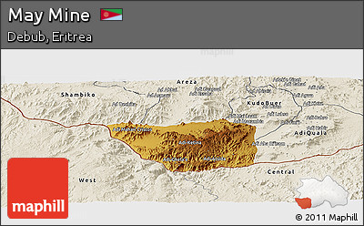 Physical Panoramic Map of May Mine, shaded relief outside