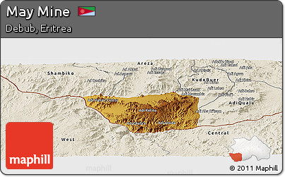 Physical Panoramic Map of May Mine, shaded relief outside