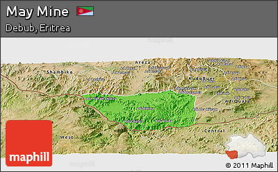 Political Panoramic Map of May Mine, satellite outside
