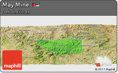 Political Panoramic Map of May Mine, satellite outside