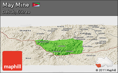 Political Panoramic Map of May Mine, shaded relief outside