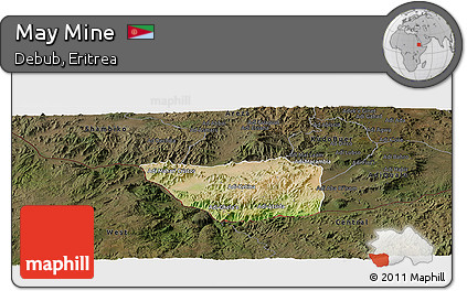 Satellite Panoramic Map of May Mine, darken