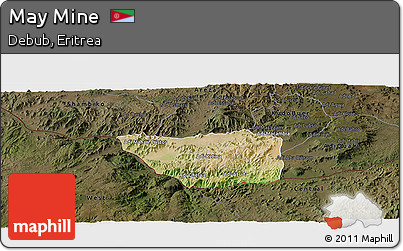 Satellite Panoramic Map of May Mine, darken