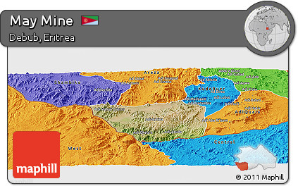 Satellite Panoramic Map of May Mine, political outside