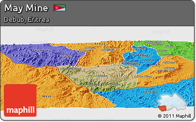 Satellite Panoramic Map of May Mine, political outside