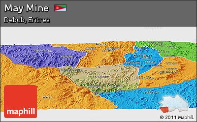 Satellite Panoramic Map of May Mine, political outside