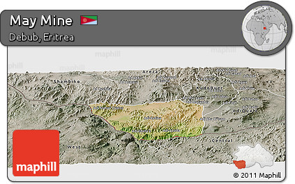 Satellite Panoramic Map of May Mine, semi-desaturated