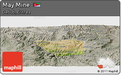 Satellite Panoramic Map of May Mine, semi-desaturated