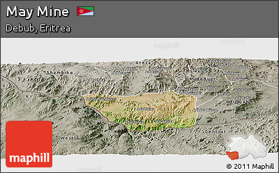 Satellite Panoramic Map of May Mine, semi-desaturated