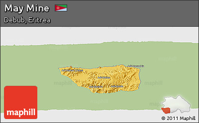 Savanna Style Panoramic Map of May Mine, single color outside