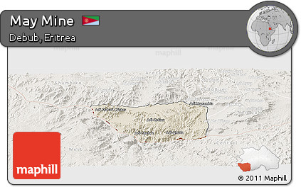 Shaded Relief Panoramic Map of May Mine, lighten