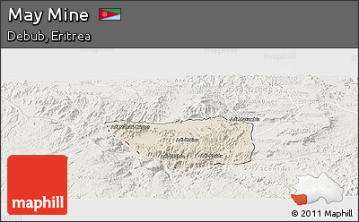 Shaded Relief Panoramic Map of May Mine, lighten
