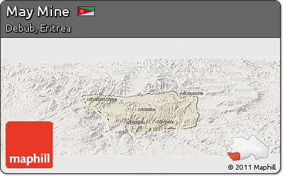 Shaded Relief Panoramic Map of May Mine, lighten