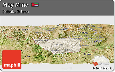 Shaded Relief Panoramic Map of May Mine, satellite outside