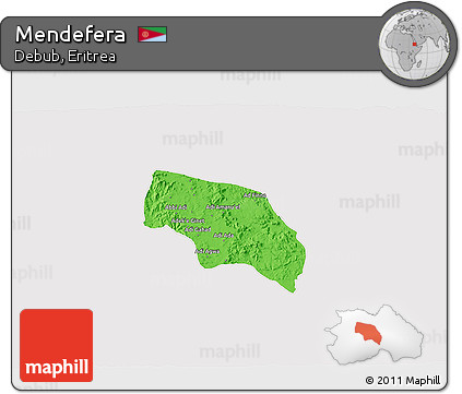 Political 3D Map of Mendefera, cropped outside