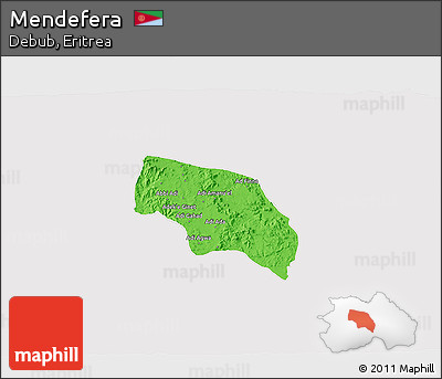 Political 3D Map of Mendefera, cropped outside