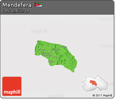 Political 3D Map of Mendefera, cropped outside