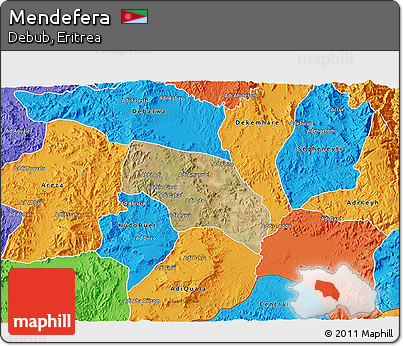 Satellite 3D Map of Mendefera, political outside