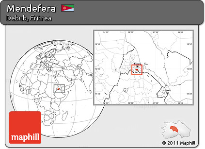 Blank Location Map of Mendefera, within the entire country