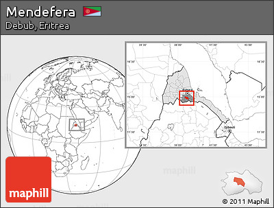 Blank Location Map of Mendefera, highlighted country, highlighted parent region, within the entire country