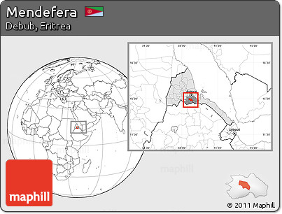 Blank Location Map of Mendefera, highlighted country, highlighted parent region, within the entire country