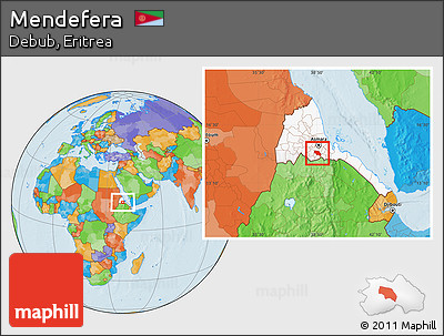 Political Location Map of Mendefera, highlighted country