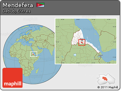 Savanna Style Location Map of Mendefera, highlighted country, within the entire country
