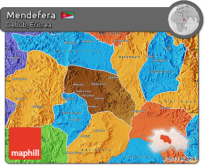 Physical Map of Mendefera, political outside