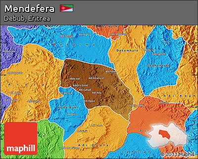 Physical Map of Mendefera, political outside