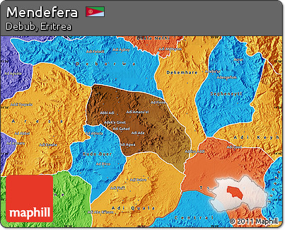 Physical Map of Mendefera, political outside