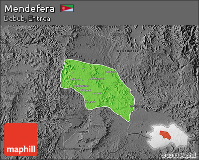 Political Map of Mendefera, darken, desaturated