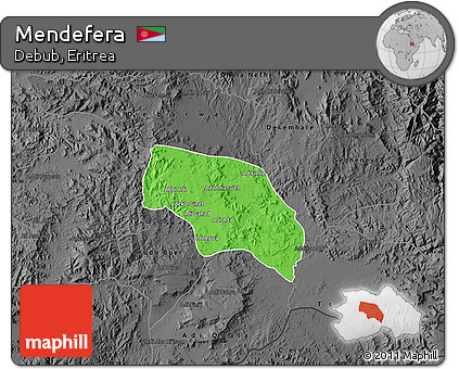 Political Map of Mendefera, darken, desaturated